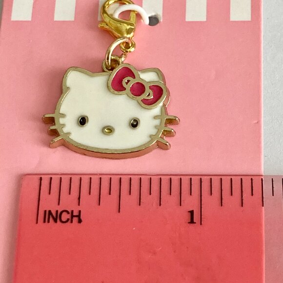 Hello Kitty Clip On Charm Sanrio Gold Tone Enamel Zipper Pull Purse Bag - Picture 10 of 10